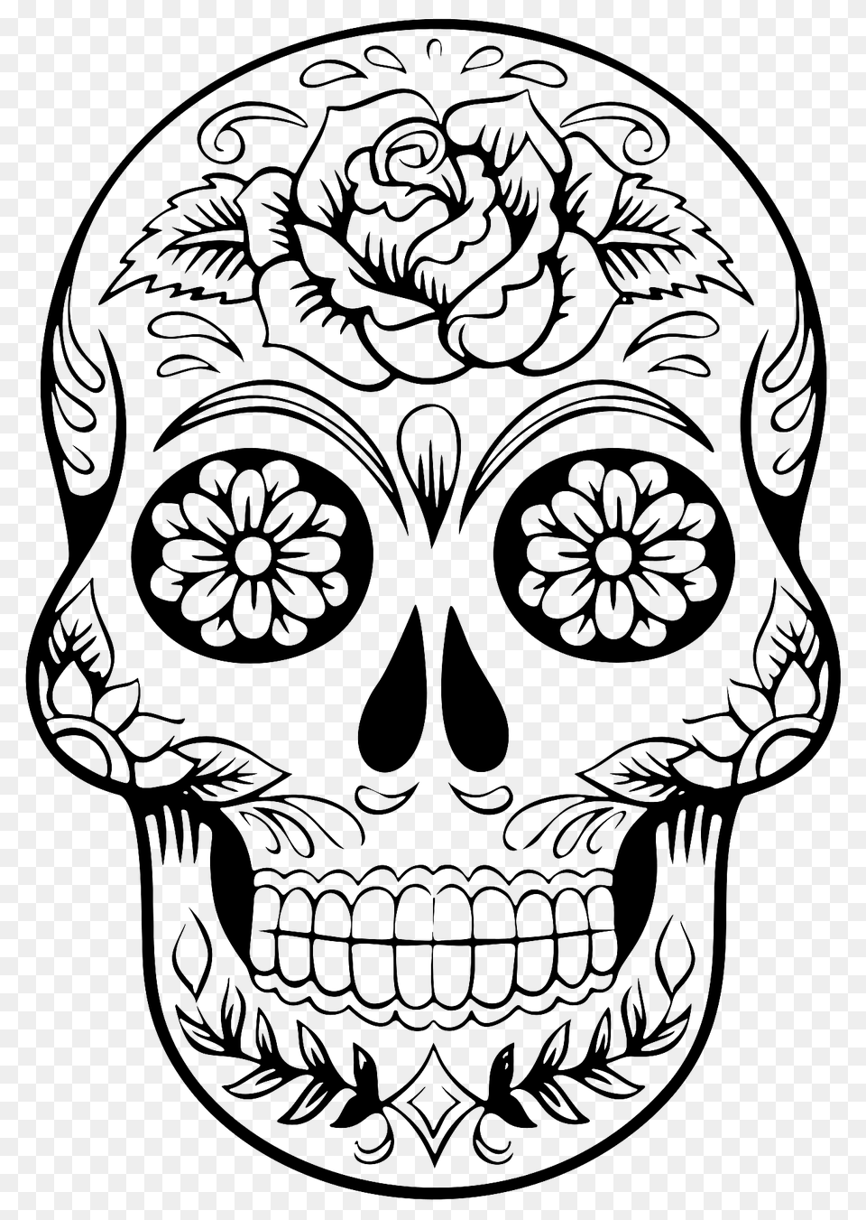 Sugar Skull Clipart, Art, Drawing, Stencil, Person Free Png Download