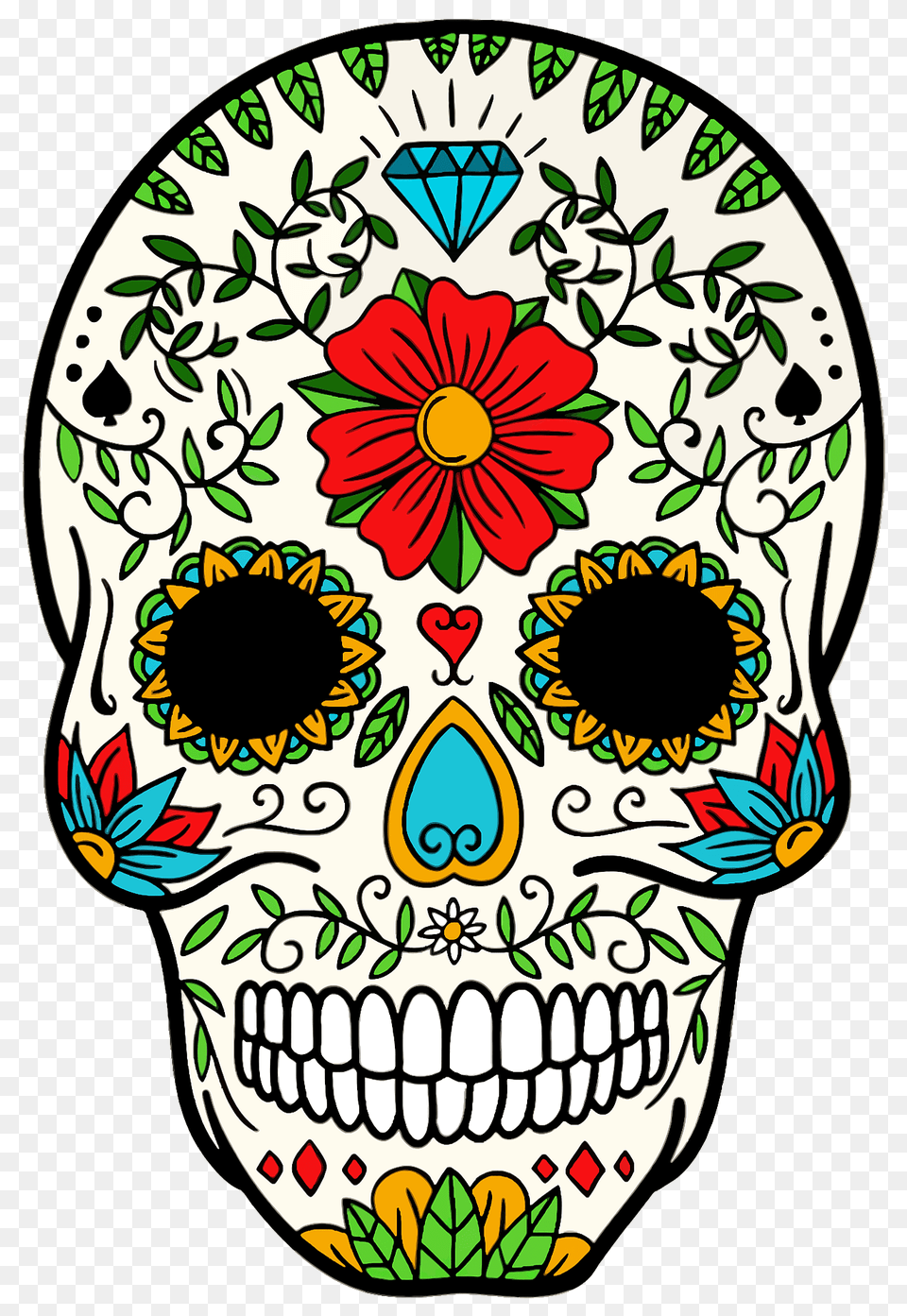 Sugar Skull Clipart, Art, Graphics, Flower, Daisy Free Png