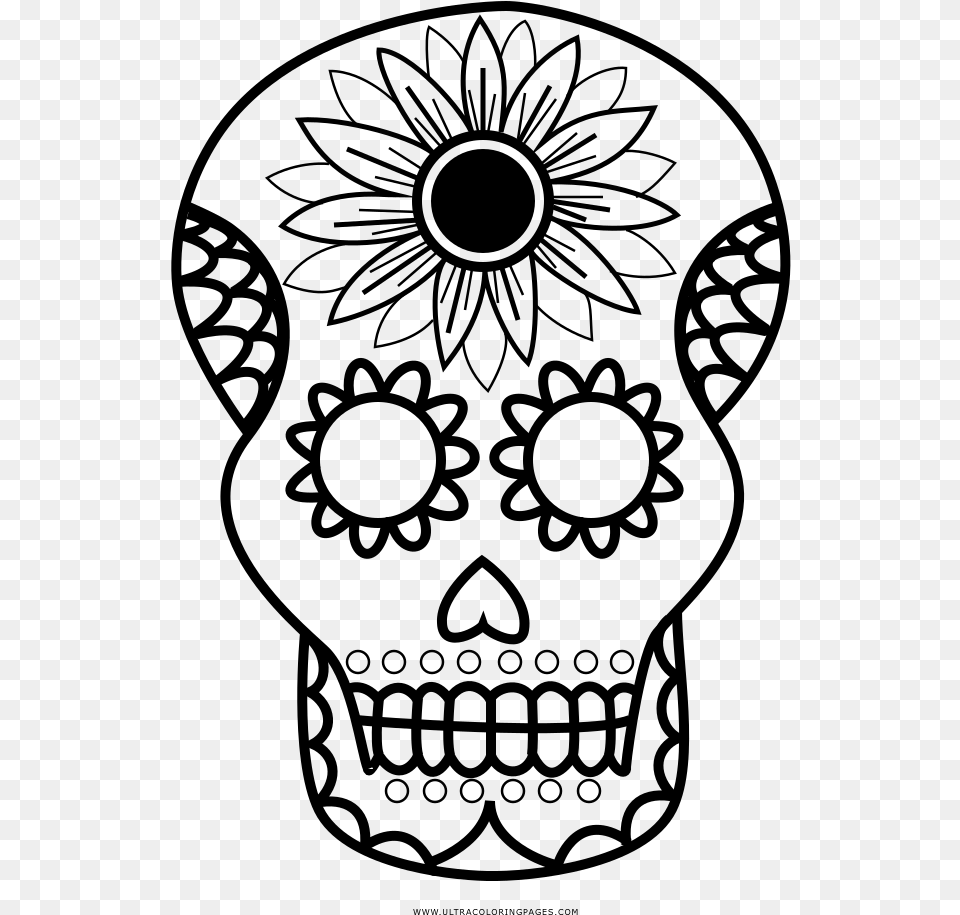 Sugar Skull Coco Coloring Pages, Gray Free Png