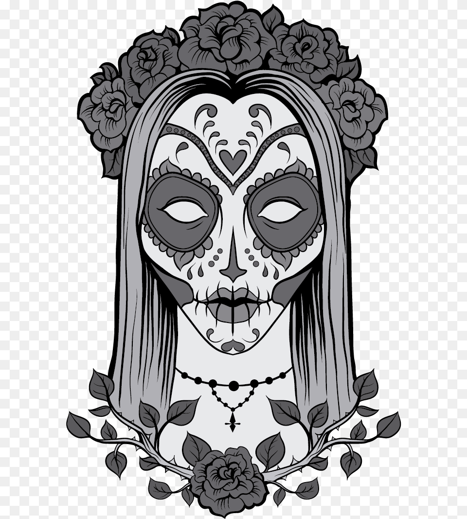 Sugar Skull Female Day Of The Dead, Art, Drawing, Adult, Wedding Png