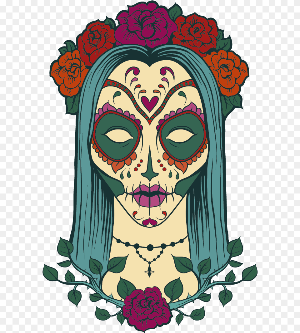 Sugar Skull Female Day Of The Dead, Graphics, Art, Drawing, Wedding Free Transparent Png