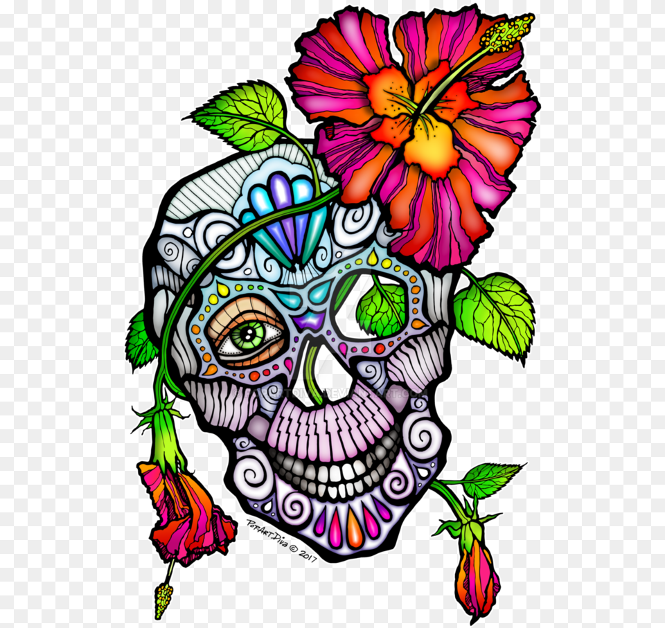 Sugar Skull Flowers Pictures And Cliparts Free Skull, Art, Graphics, Doodle, Drawing Png Image