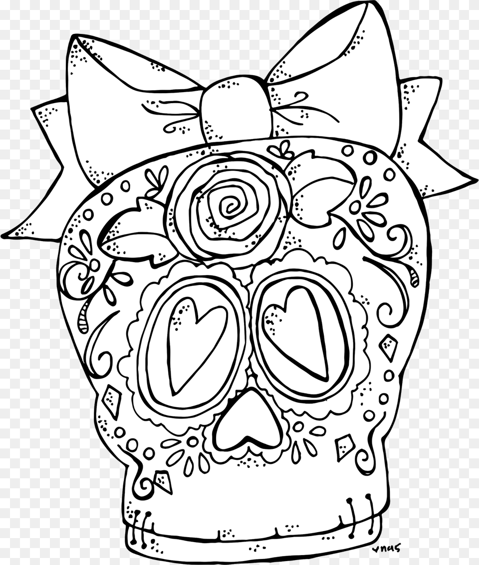 Sugar Skull Freebie 2015 Banner Black And White Download Clip Art, Doodle, Drawing, Accessories, Person Png Image
