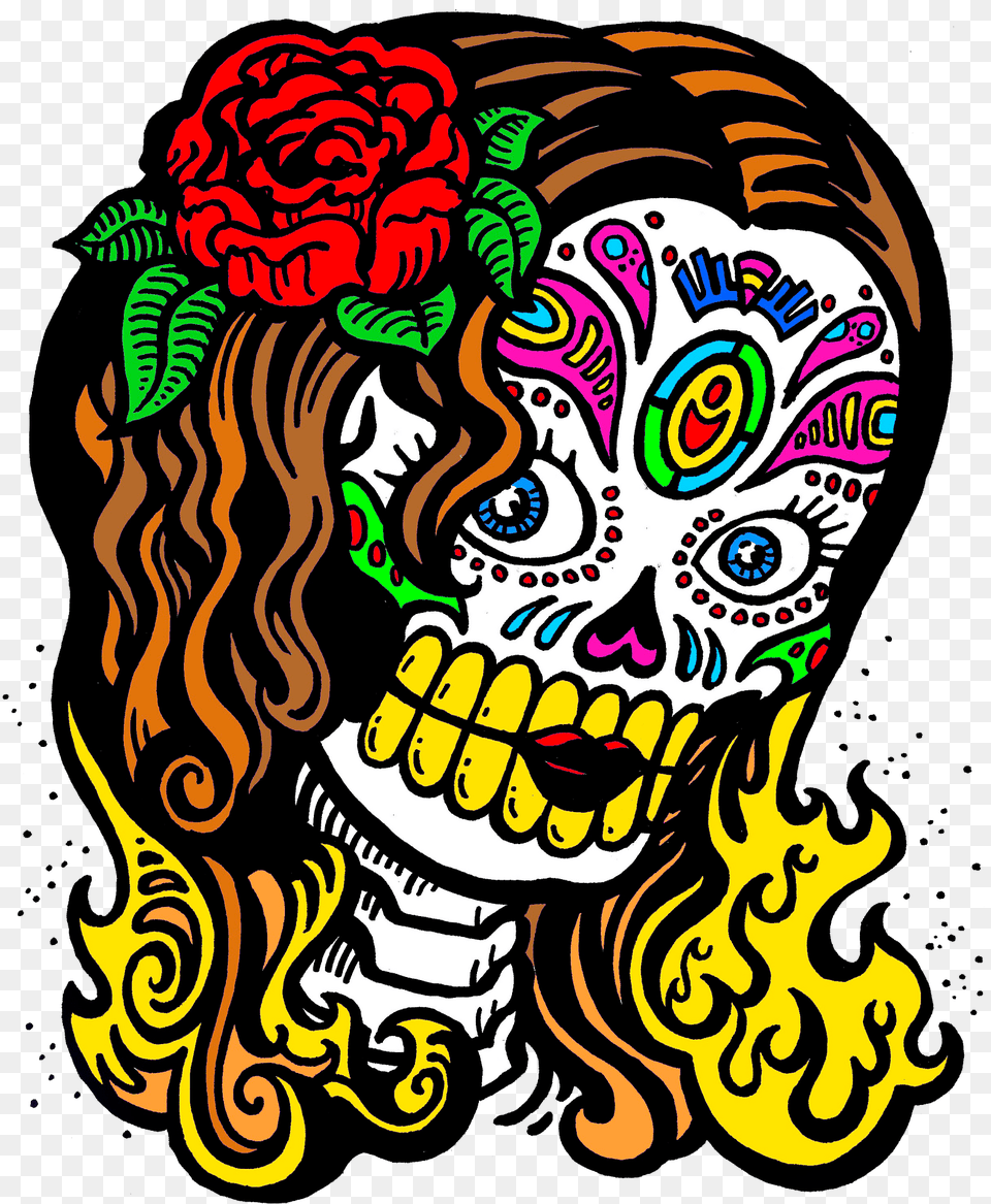 Sugar Skull Girl Clipart, Art, Doodle, Drawing, Graphics Png
