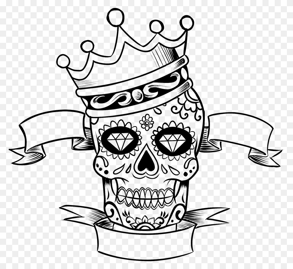 Sugar Skull King Clipart, Art, Doodle, Drawing, Emblem Png