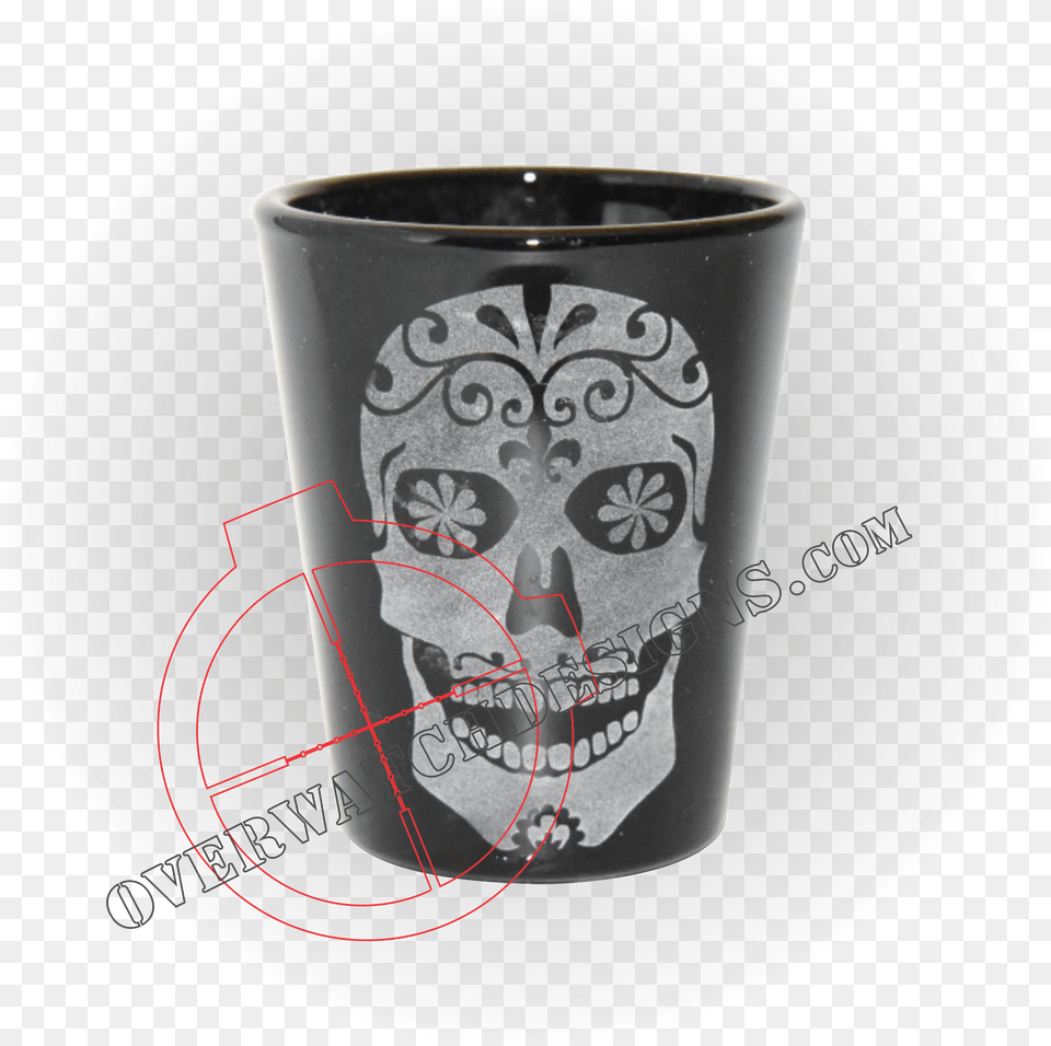 Sugar Skull Shot Glass Shot Glass Black, Cup, Beverage, Coffee, Coffee Cup Png Image
