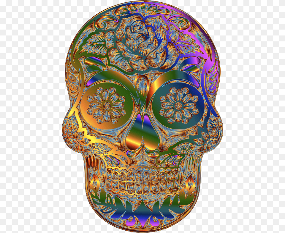 Sugar Skull Silhouette By Karen Arnold Ii Multichrome Porcelain, Pattern, Accessories, Art, Ornament Free Png Download