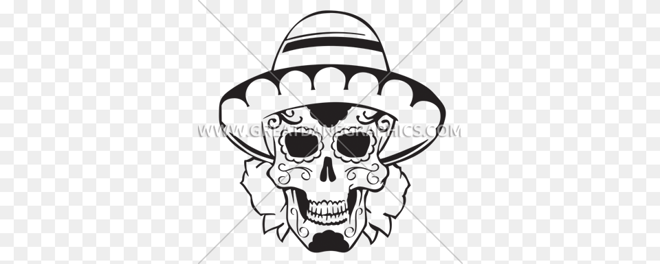 Sugar Skull Sombrero Production Ready Artwork For T Shirt Printing, Clothing, Hat, Bow, Weapon Free Png Download