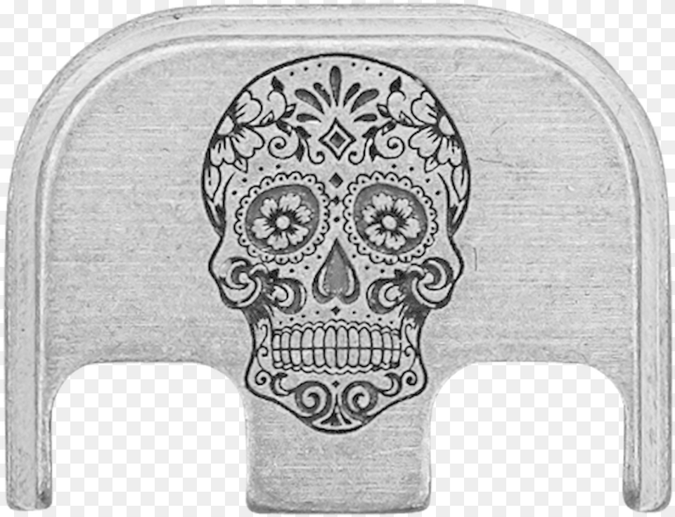 Sugar Skull Stainless Steel Rugged Finish Back Plate Sugar Skull Svg, Art, Doodle, Drawing, Home Decor Free Png