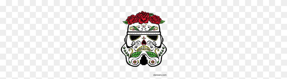Sugar Skull Stormtrooper Temporary Tattoo, Art, Plant, Graphics, Flower Png