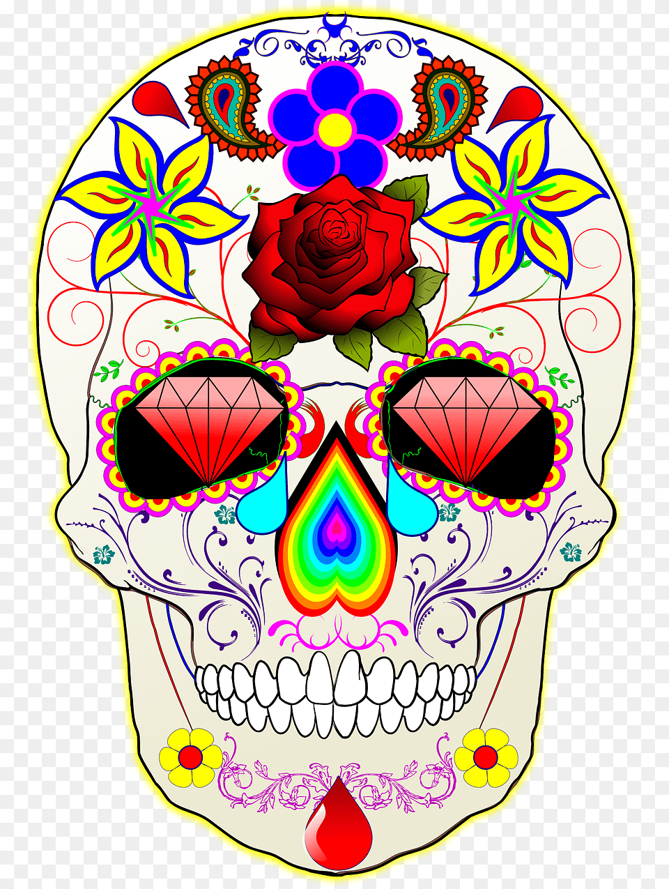 Sugar Skull Transparent Background, Art, Plant, Pattern, Graphics Png Image