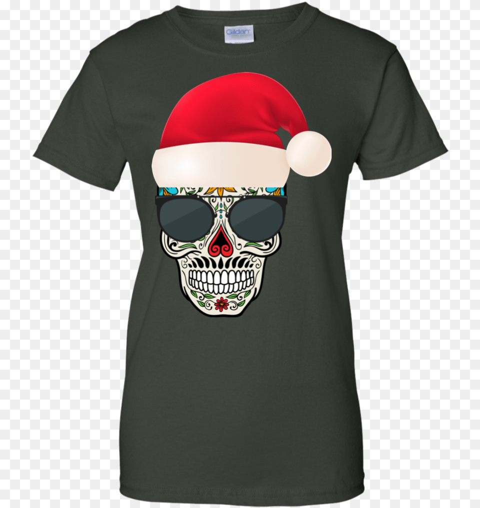 Sugar Skull With Christmas Santa Hat Day Of The Dead St Patricks Day Jeep Shirts, Accessories, Sunglasses, T-shirt, Clothing Free Transparent Png