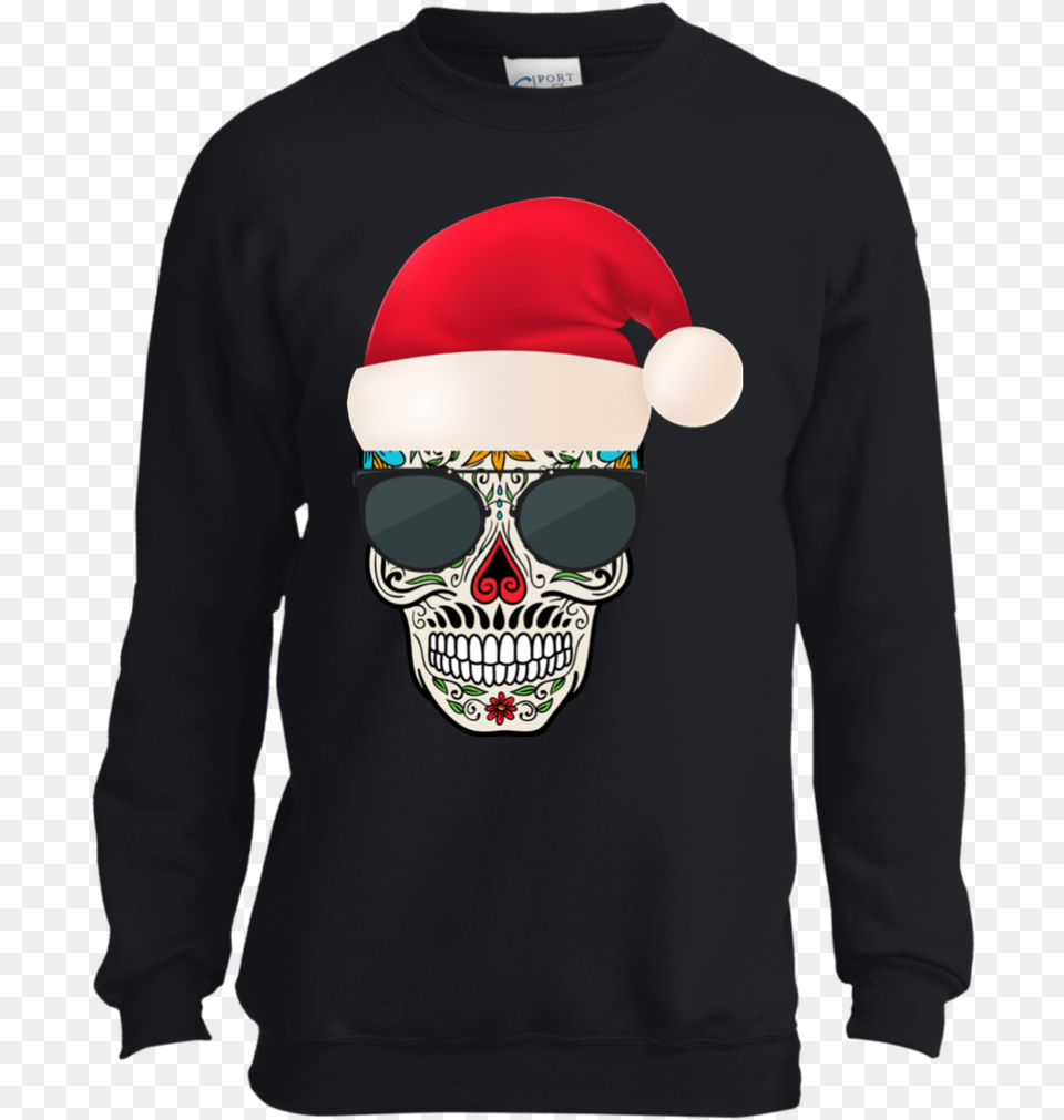 Sugar Skull With Christmas Santa Hat Day Of The Dead You Ll Float Too Shirt, Accessories, Sweatshirt, Sweater, Sunglasses Free Png
