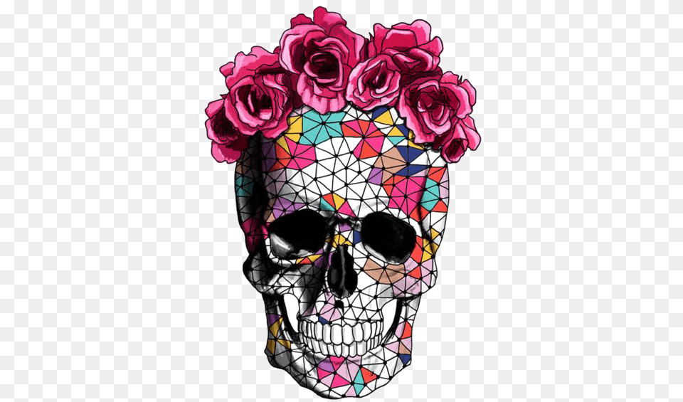 Sugar Skull With Flower Crown, Art, Graphics, Flower Bouquet, Flower Arrangement Png