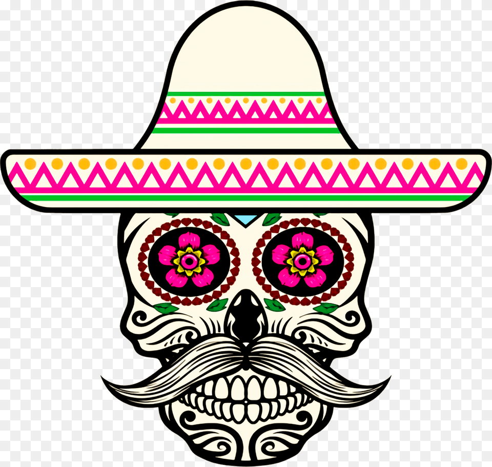 Sugar Skull With Sombrero Clipart, Clothing, Hat Free Png