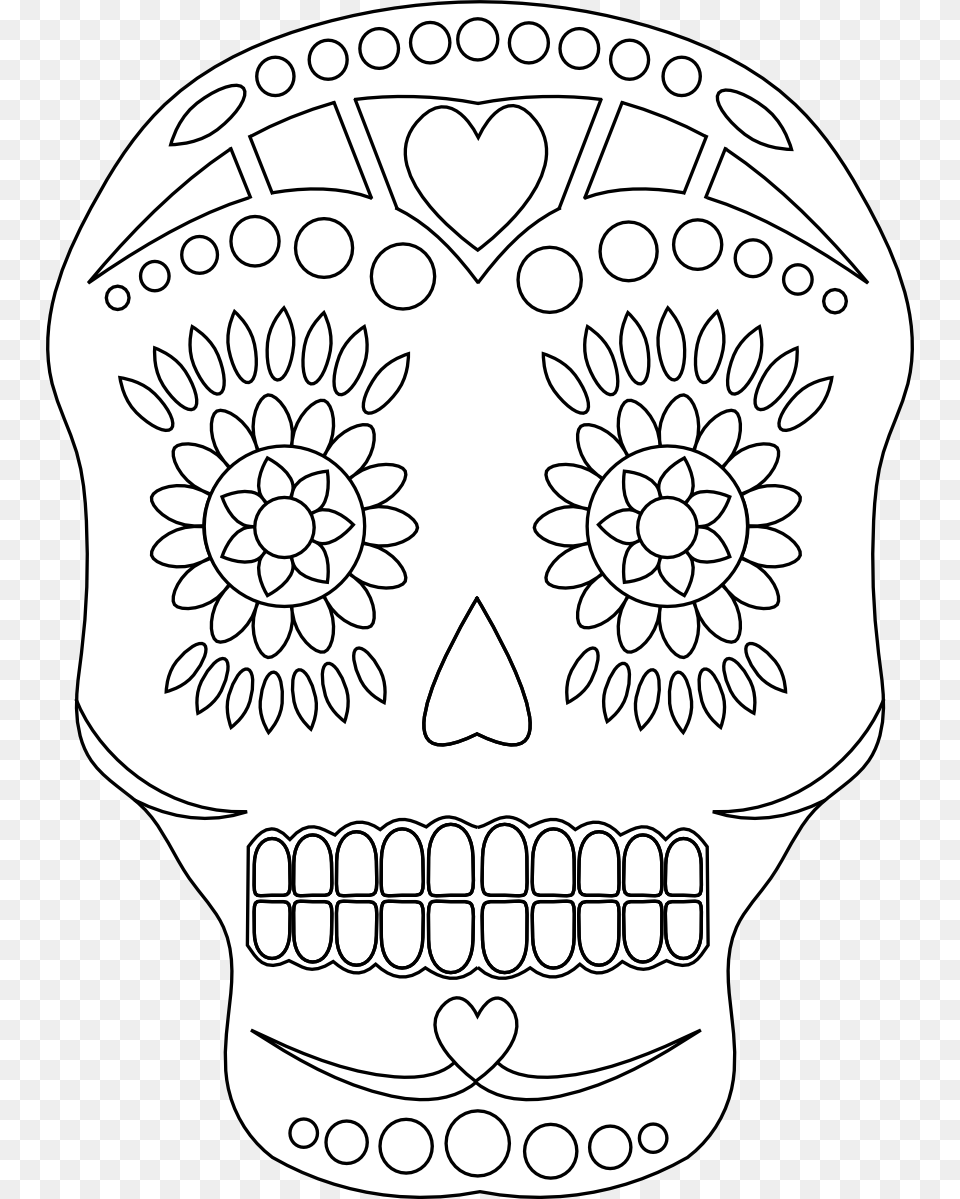 Sugar Skulls Day Of The Dead Coloring Simple, Art, Doodle, Drawing, Animal Free Png Download