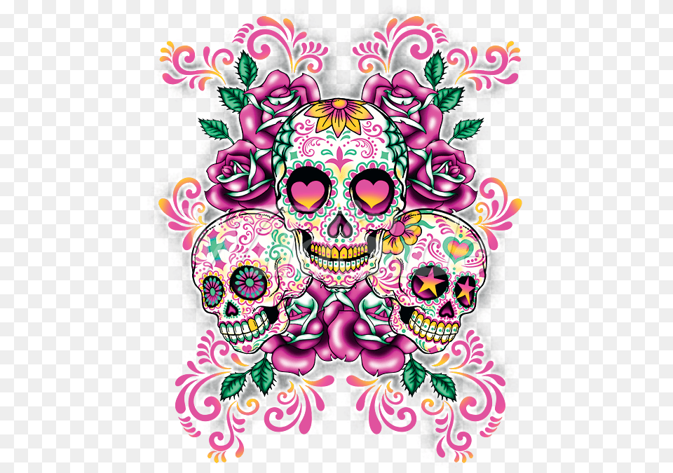 Sugar Skulls With Floral Background The Wild Side, Art, Pattern, Graphics, Floral Design Free Png Download