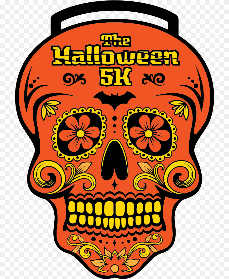 Sugarskull Pink Backgrou Square Car Magnet Halloween Virtual Run 2019, Advertisement, Baby, Person, Poster Free Png Download