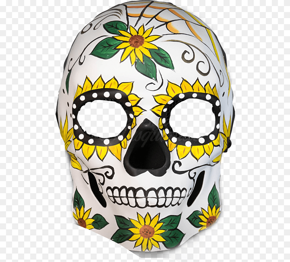 Sugarskull Skull Mask Sunflowers Days Of The Dead Masks, Person, Face, Head Free Transparent Png
