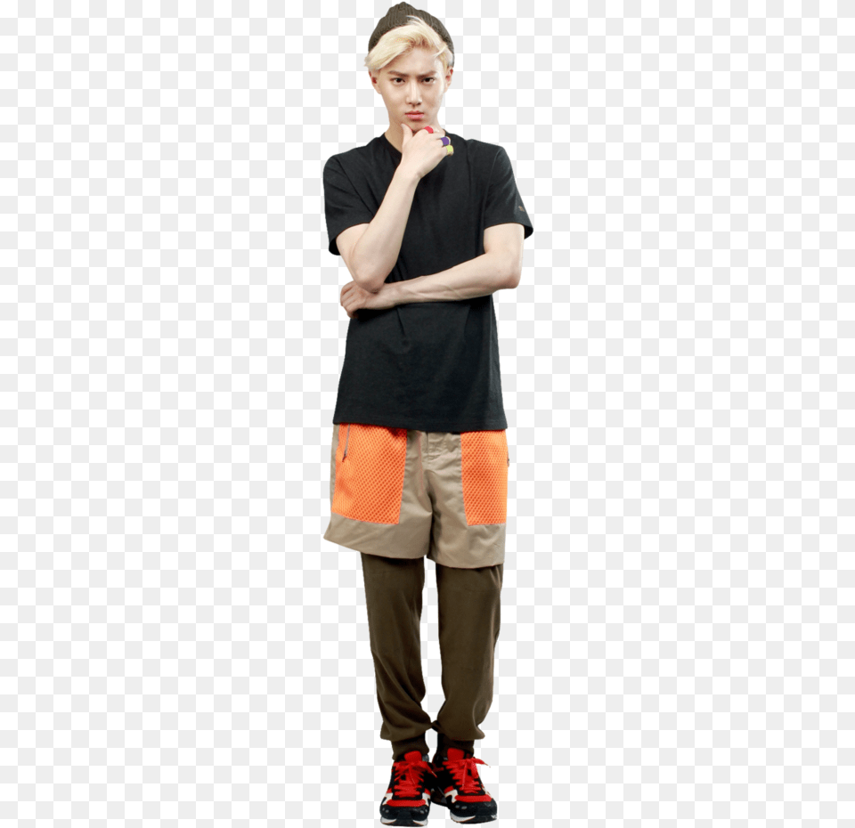 Suho Exo Suho White Background, Teen, T-shirt, Shorts, Person Png Image