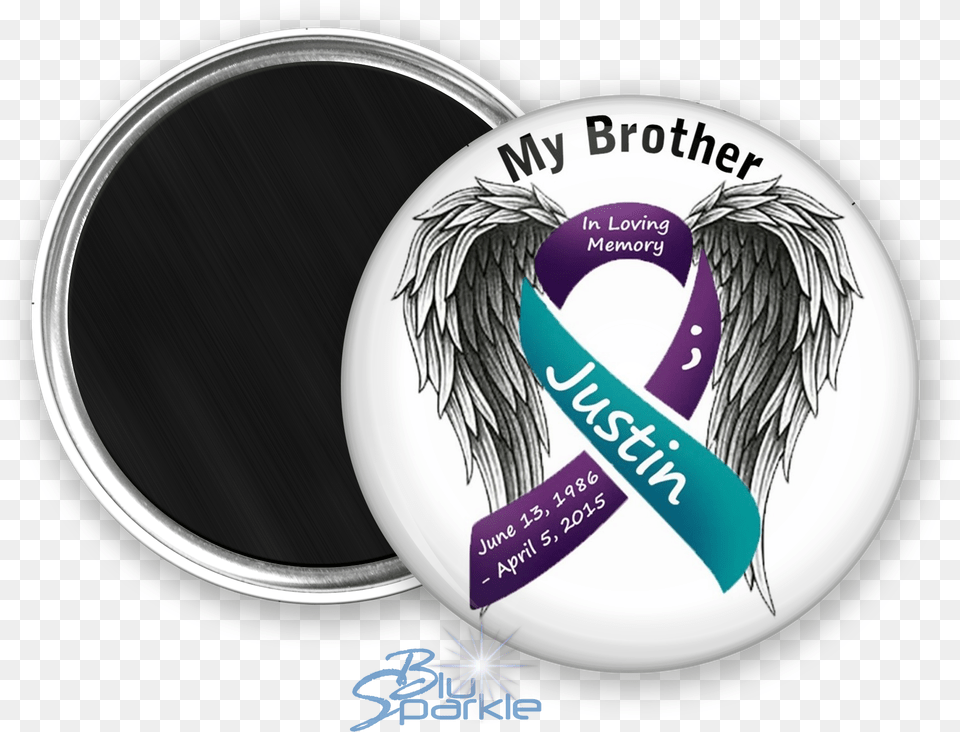 Suicide Ribbon With Wings, Plate, Badge, Logo, Symbol Free Png Download