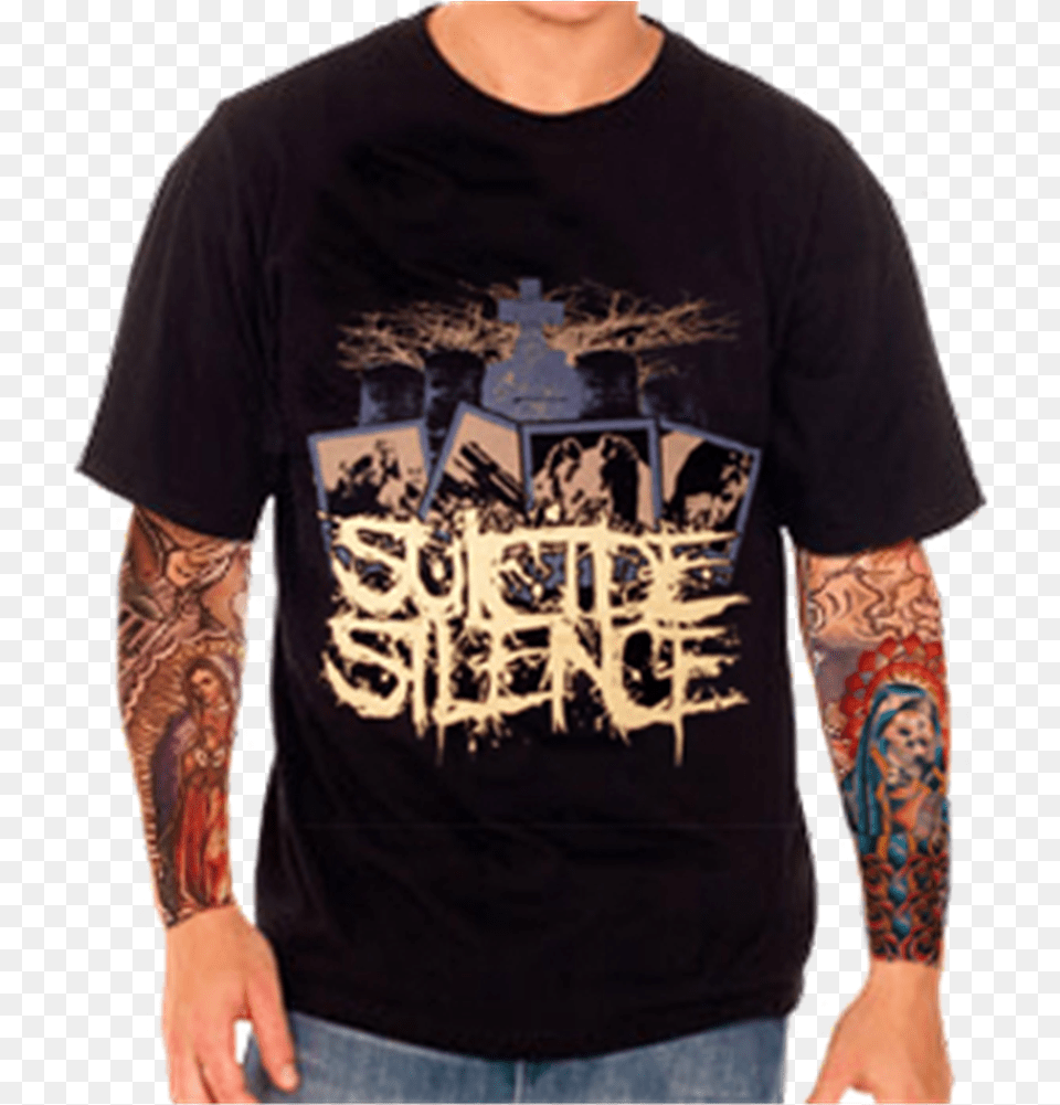 Suicide Silence Gravestones Men Crew Neck, Clothing, T-shirt, Person, Skin Png