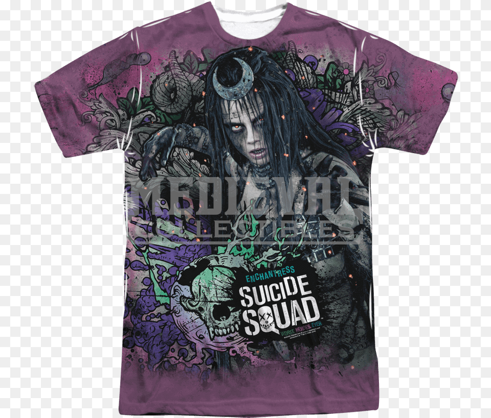 Suicide Squad Enchantress Psychedelic Cartoon T Shirt Suicide Squad Cara Delevingne Poster, Clothing, T-shirt, Person, Face Png Image