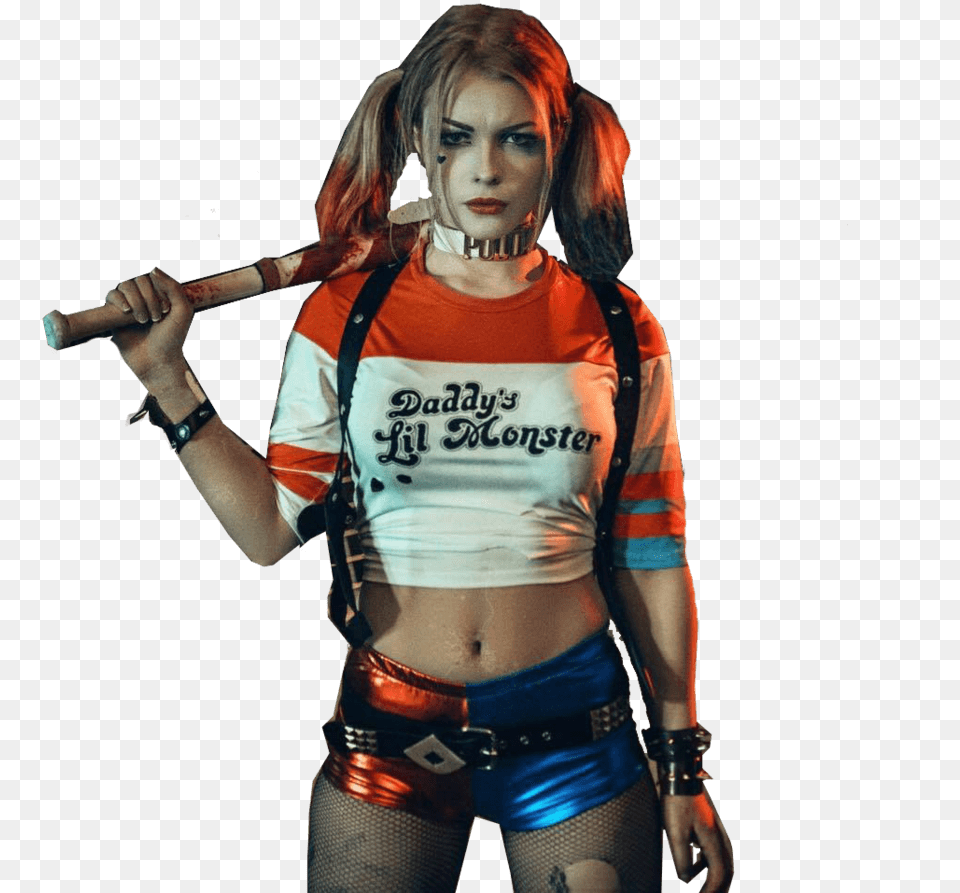 Suicide Squad Harley Quinn Portrait Transparent, Clothing, Costume, Electrical Device, Shorts Png Image