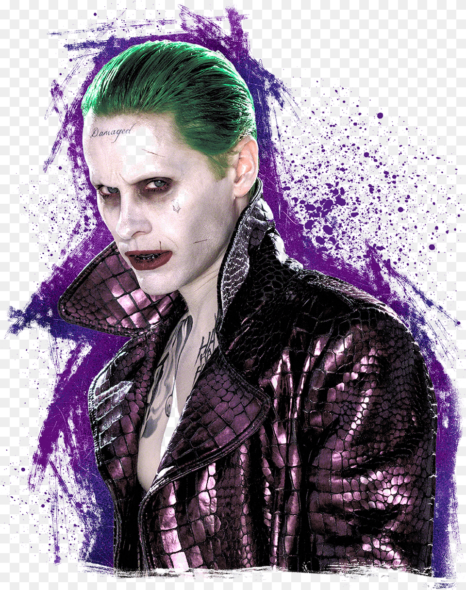 Suicide Squad Joker Stare Women39s T Shirt Suicide Squad Joker Jacket Skull Sublimation Tank Top, Clothing, Coat, Face, Head Free Png Download