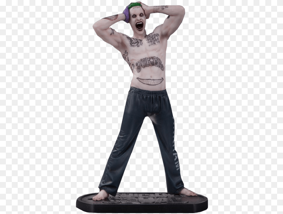 Suicide Squad Joker Statue, Tattoo, Skin, Person, Performer Free Png Download
