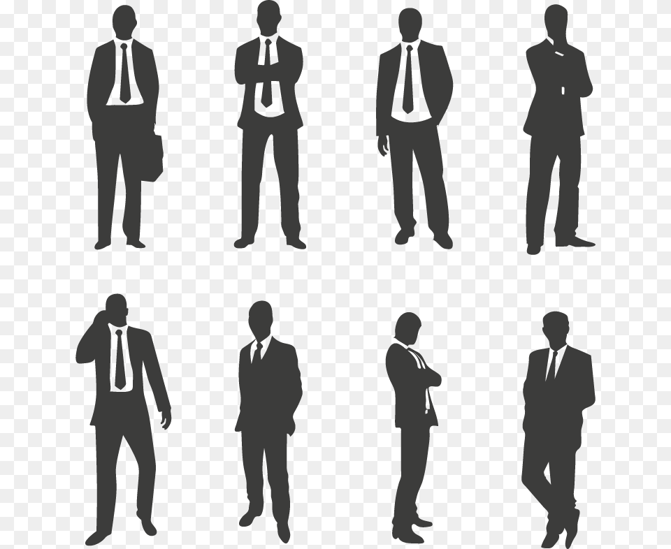 Suit Characters Vector Businessman Silhouette, Accessories, Stencil, Tie, Formal Wear Free Png
