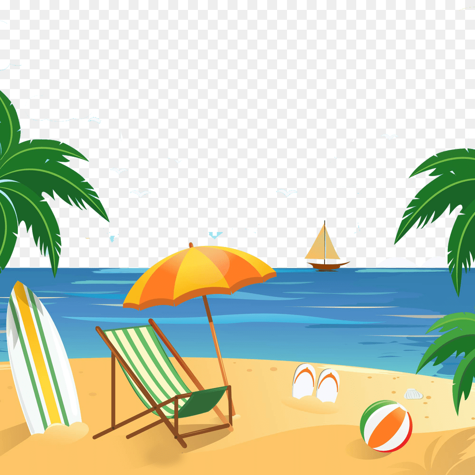 Summer Beach Image Vector Clipart, Water, Tropical, Sea, Outdoors Free Transparent Png