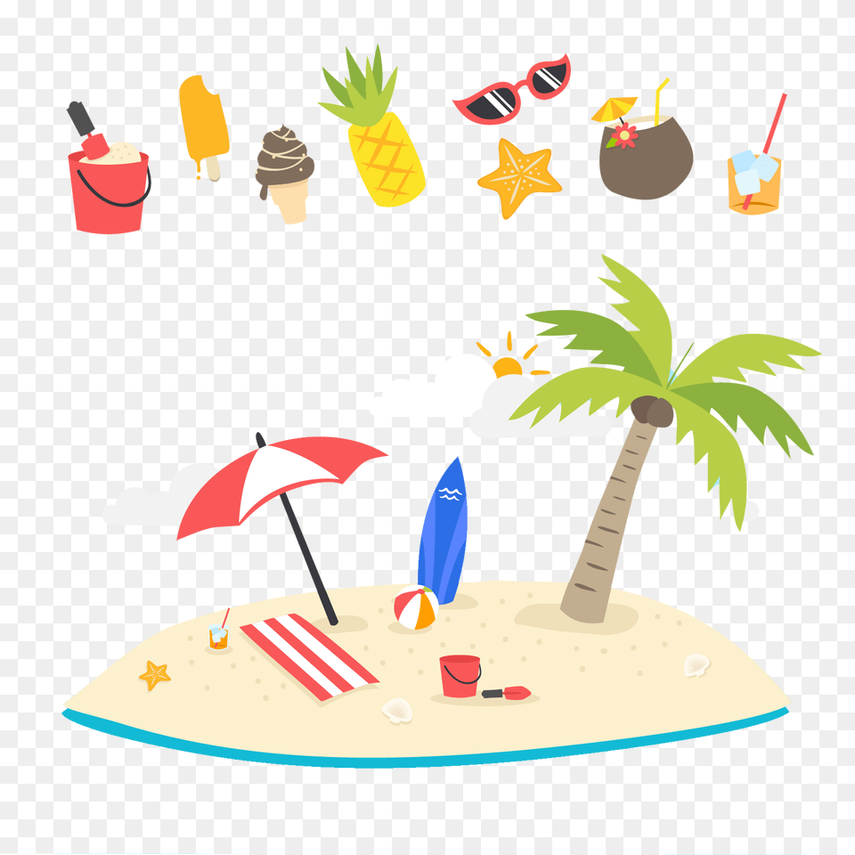 Summer Beach Tree Image Vector Clipart, Water, Sea, Outdoors, Nature Free Png Download