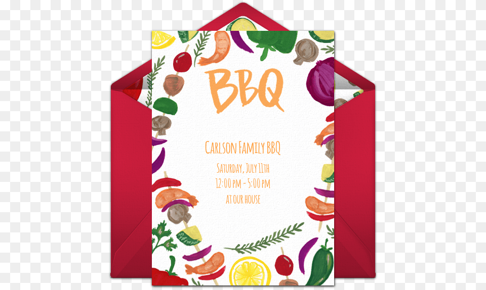 Summer Cookout Invitations Greeting Card, Advertisement, Envelope, Greeting Card, Mail Free Png