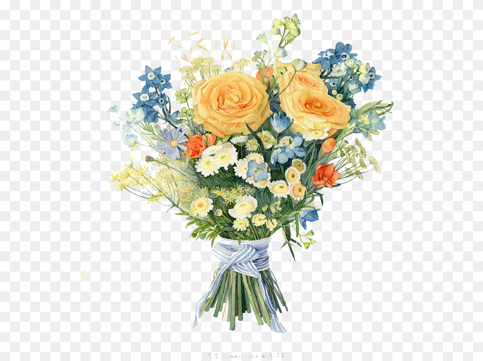 Summer Flower Bouquet Drawing, Art, Floral Design, Flower Arrangement, Flower Bouquet Free Png Download