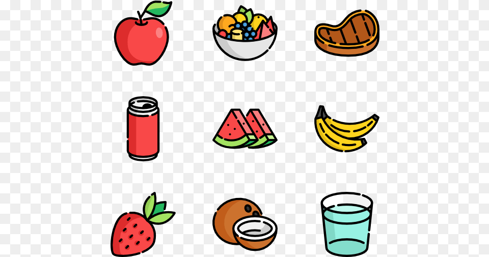 Summer Food Amp Drink Cartoon Image Of Summer Food, Fruit, Plant, Produce, Banana Free Png Download