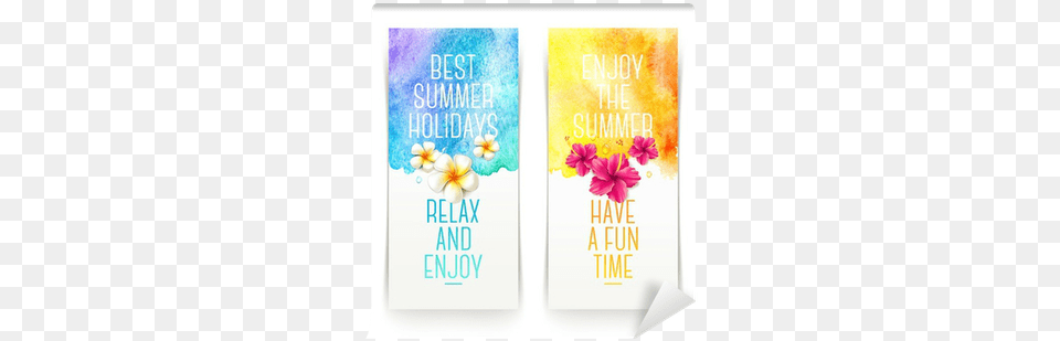 Summer Holidays Watercolor Banners With Tropical Flowers Letnie Illyustracii, Advertisement, Envelope, Greeting Card, Mail Png