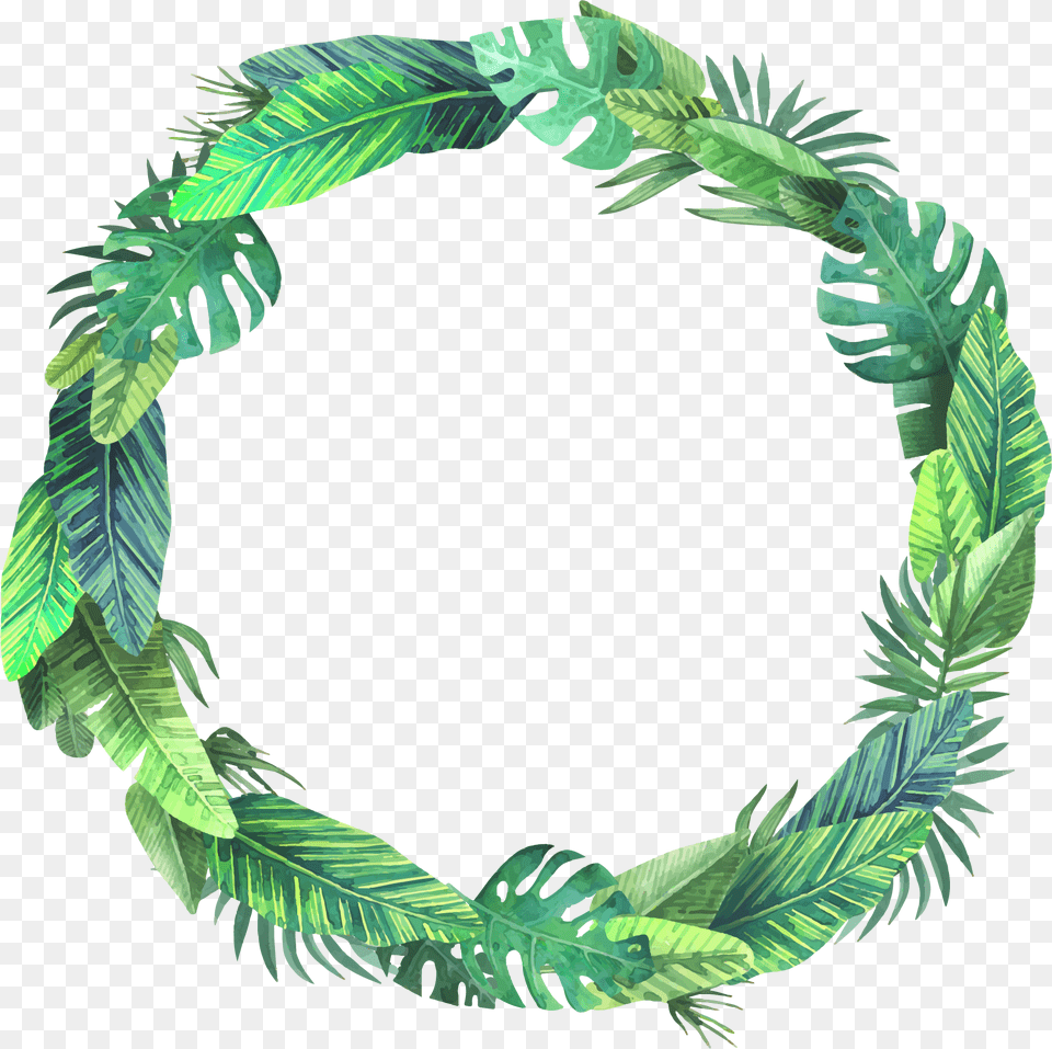 Summer Leaf Leaves Euclidean Bush Vector Clipart Leaf Crown No Background, Green, Plant, Wreath Png Image