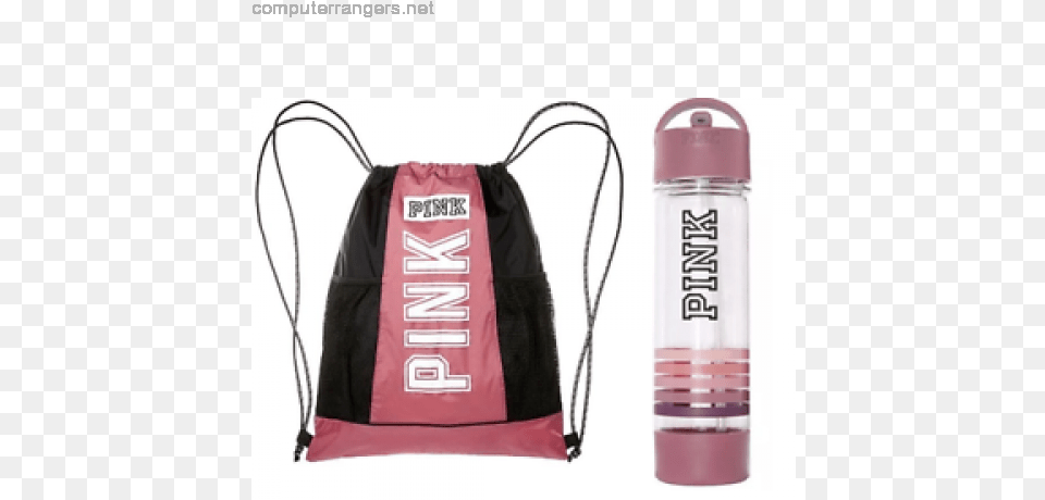 Summer Main Victoria Secret Pink Drawstring Backpack Victoria39s Secret Pink Water Bottle Soft Begonia, Bag, Shaker Png Image