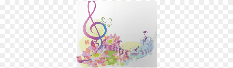 Summer Music With Decorative Treble Clef Poster Pixers Spring Band Concert Clip Art, Floral Design, Graphics, Pattern Free Transparent Png