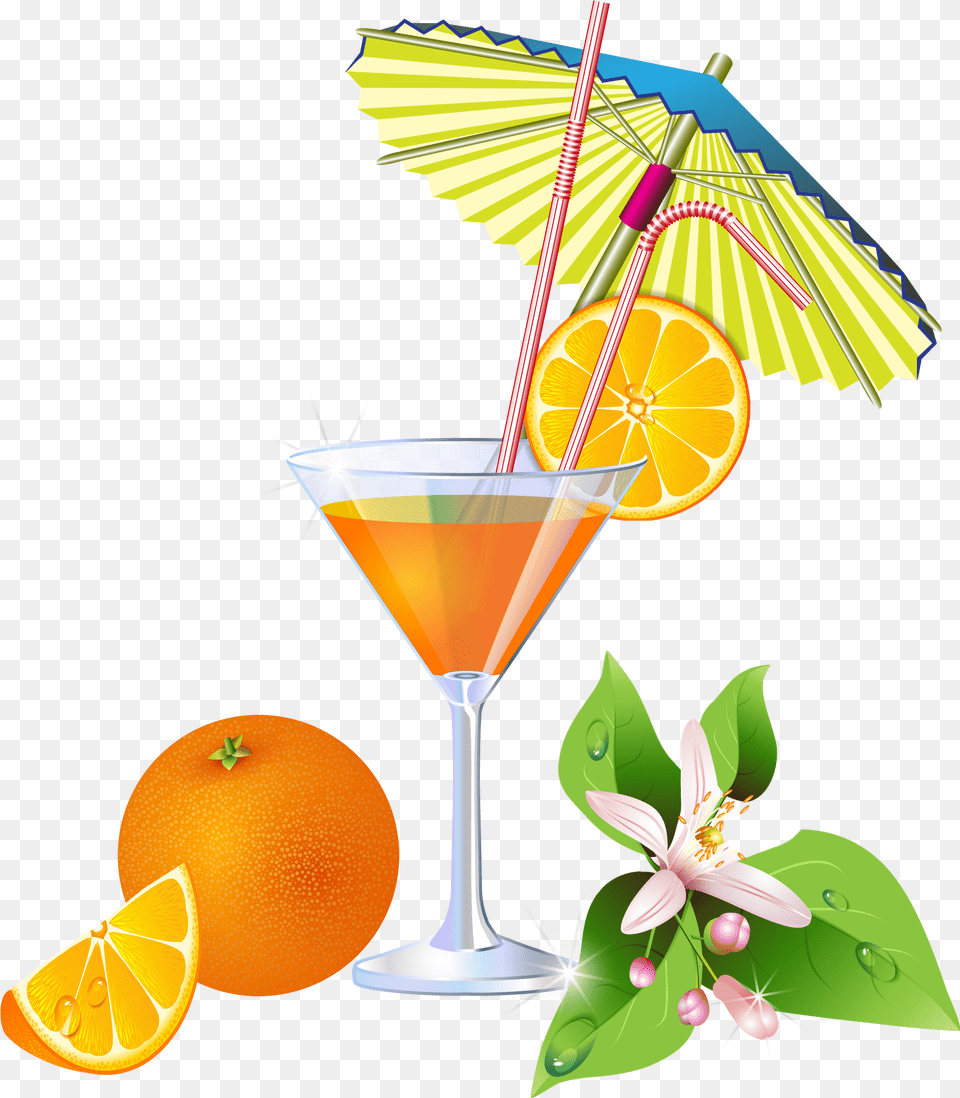Summer Orange Cocktail Clipart Summer Cocktail Cocktail Clipart, Alcohol, Beverage, Plant, Fruit Free Png Download