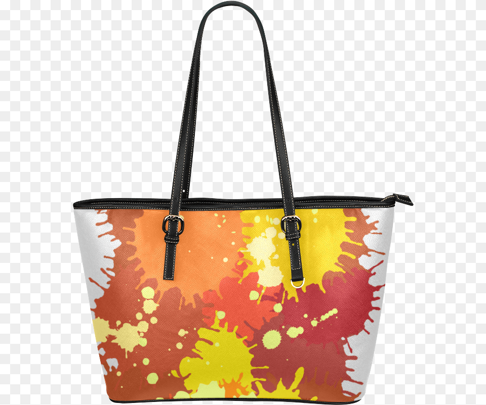 Summer Orange Yellow Splash Painting Leather Tote Baglarge Shoulder Bag, Accessories, Handbag, Purse, Tote Bag Png