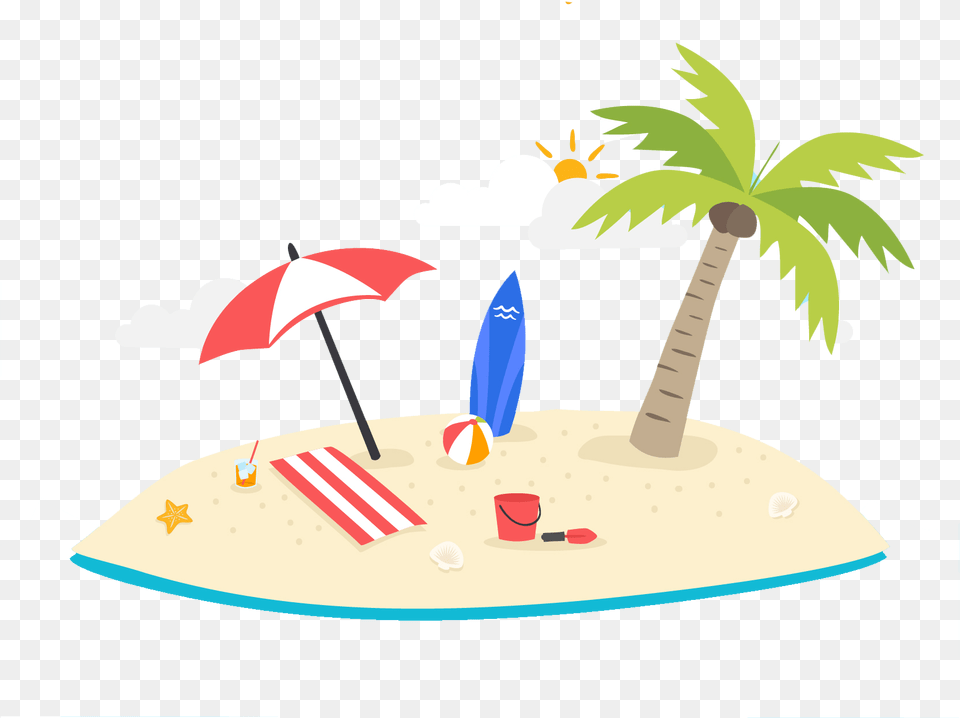 Summer Palm Tree Clipart Illustration, Water, Sea, Outdoors, Nature Free Png