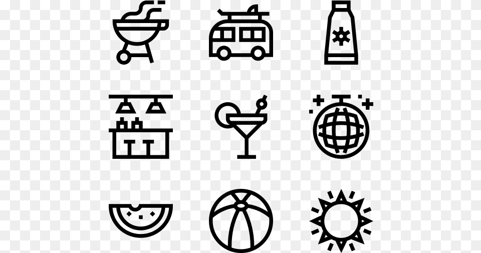 Summer Party Hand Drawn Icon, Gray Free Png Download