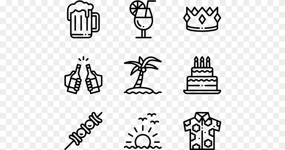 Summer Party Railway Icons, Gray Png
