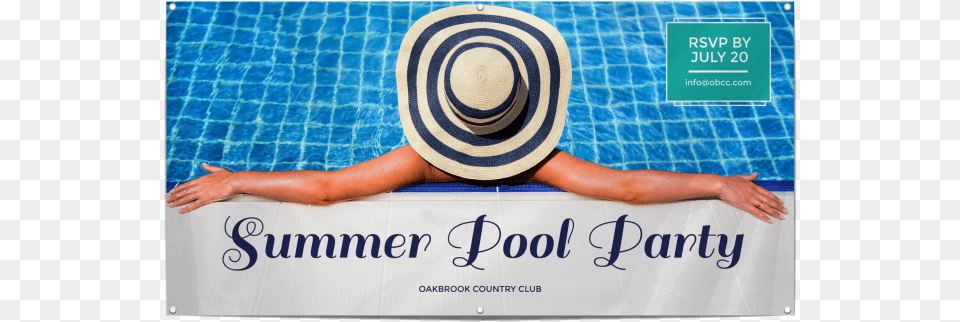 Summer Pool Party Banner Template Preview Swimming Pool, Clothing, Hat, Sun Hat, Person Png Image