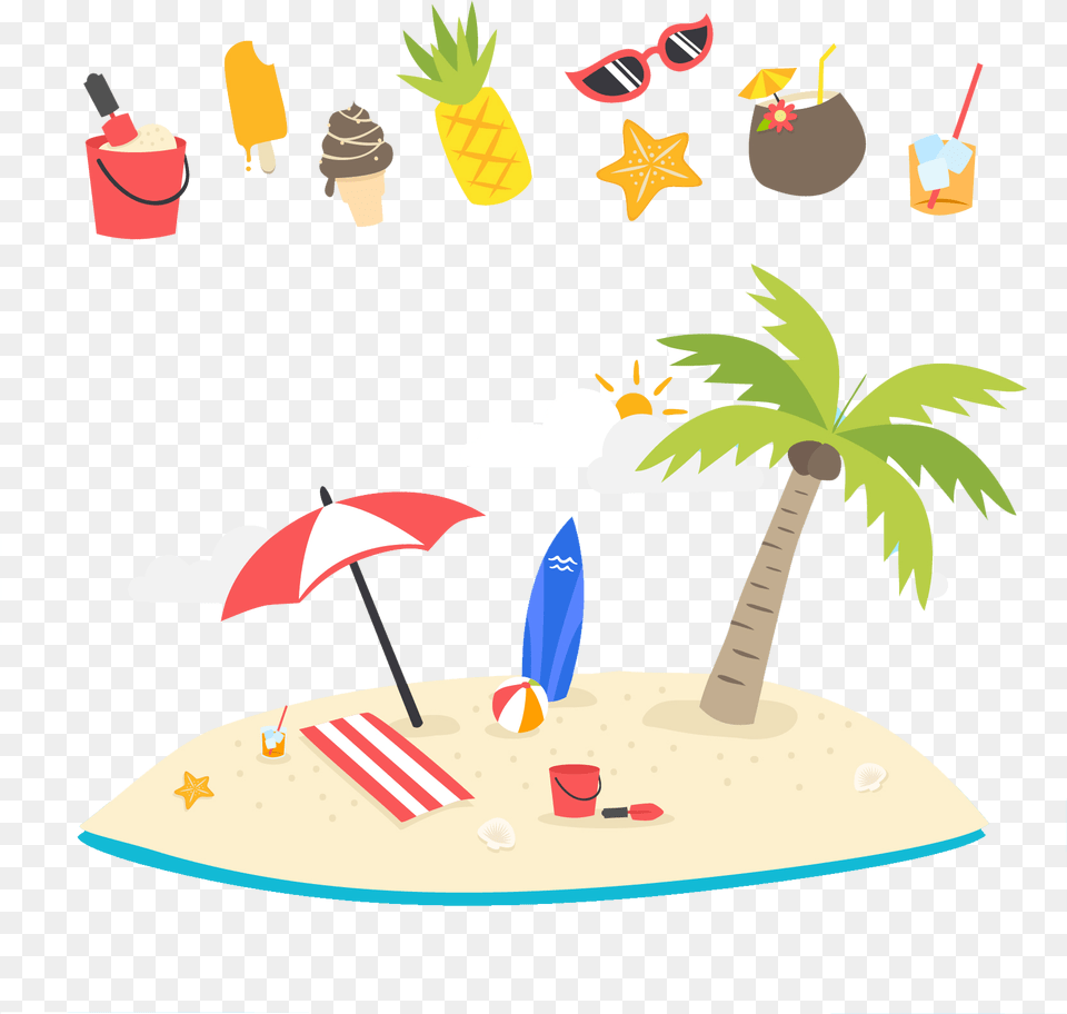 Summer Red Velvet Cartoon Clipart Transparent Summer Beach, Food, Fruit, Pineapple, Plant Free Png Download