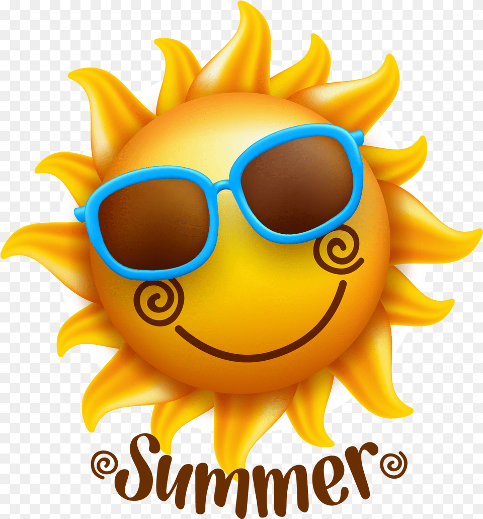 Summer Sun Illustration Drawing Cartoon Stock Cartoon Summer Sun, Accessories, Sunglasses, Flower, Plant Free Png Download