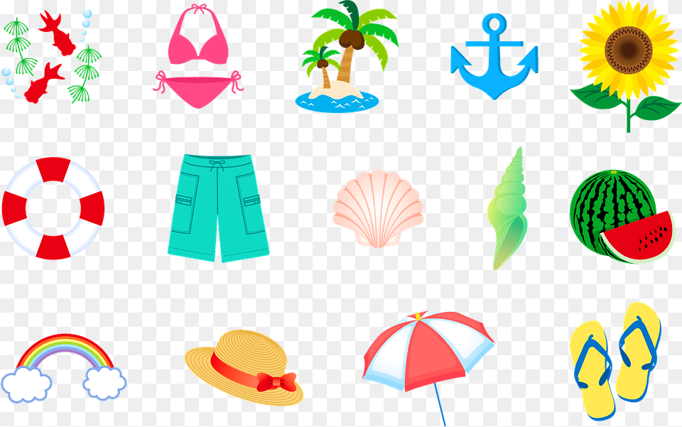Summer Swimsuit Hat Island Rainbow Seashell, Clothing, Footwear, Shoe, Person Free Png