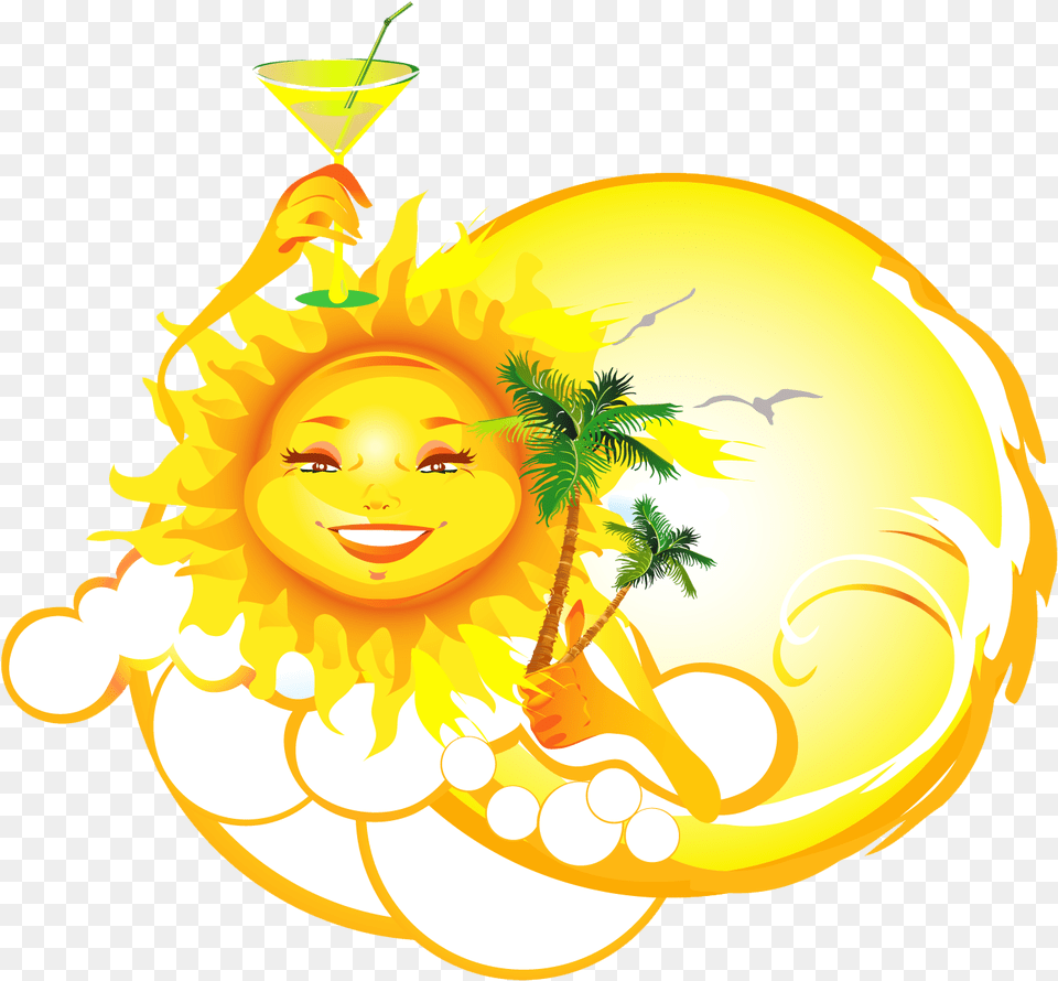 Summer Vacantion Sun Vector Clipart Cliparts Sommer, Face, Head, Person, Art Free Png